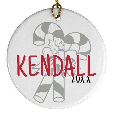 Kendall Candy Cane Plastic Ball Ornament