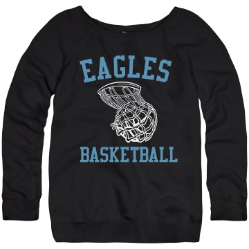 Basketball Sweatshirt Junior Fit Bella Triblend Slouchy Wideneck Sweatshirt
