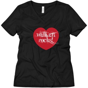 William Rocks! Misses Relaxed Fit Anvil V-Neck Tee