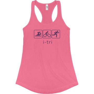 Triathlon Symbols Junior Fit Bella Sheer Longer Length Rib Racerback Tank Top