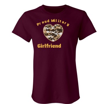 Proud Marine Girlfriend Junior Fit Bella Crewneck Jersey Tee