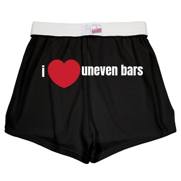 I love uneven bars Junior Fit Soffe Cheer Shorts