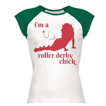 Roller Derby Chick Ringer Junior Fit Bella 1x1 Rib Ringer Tee