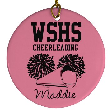 Cheerleading Ornament Porcelain Circle Ornament