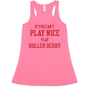 Play Nice Roller Derby Misses American Apparel Neon Oversized Crop Tank