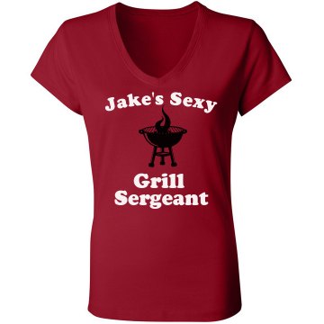 Jake's Grill Sergeant Junior Fit Bella Sheer Longer Length Rib V-Neck Tee 