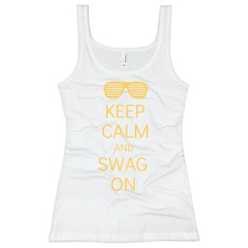 Keep Calm & Swag On Junior Fit Bella Sheer Longer Length Rib Tank Top