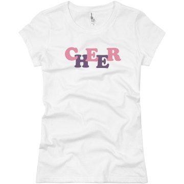 Cheer Pink & Purple Junior Fit Basic Bella Favorite Tee