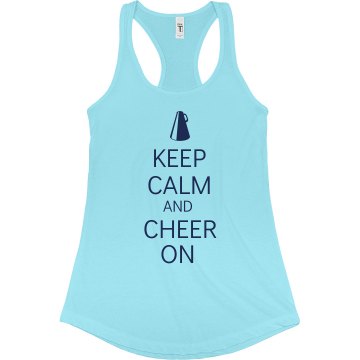 Keep Calm Cheer On Junior Fit Bella Sheer Longer Length Rib Racerback Tank Top
