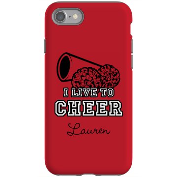 I Live To Cheer iPhone Rubber iPhone 4 & 4S Case Black