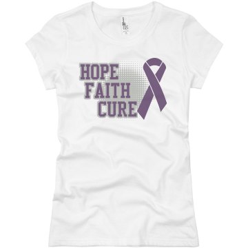 Hope Faith Cure Purple Junior Fit Basic Bella Favorite Tee