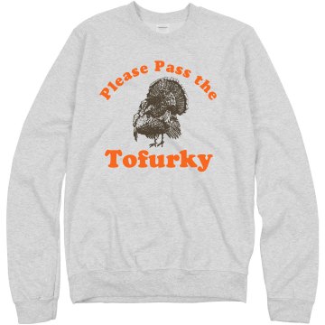 Thanksgiving Tofurky Unisex Hanes Crew Neck Sweatshirt