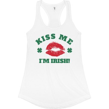 kiss me i'm irish Junior Fit Bella Sheer Longer Length Rib Racerback Tank Top