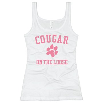 Cougar on the Loose Junior Fit Bella Longer Length 1x1 Rib Tank Top