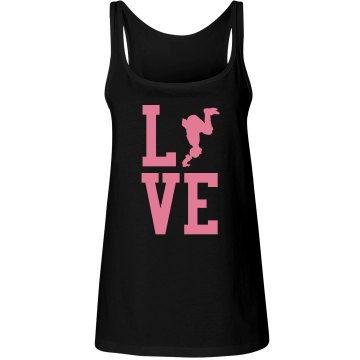 Love Cheer Tee Junior Fit Bella 1x1 Rib Ringer Tee