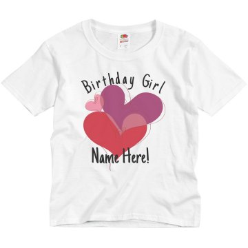 7th Birthday Heart Youth Bella Girl 1x1 Rib Cap Sleeve Tee
