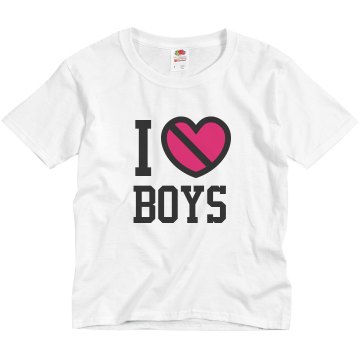 I Don't Heart Boys Youth Basic Gildan Ultra Cotton Crew Neck Tee