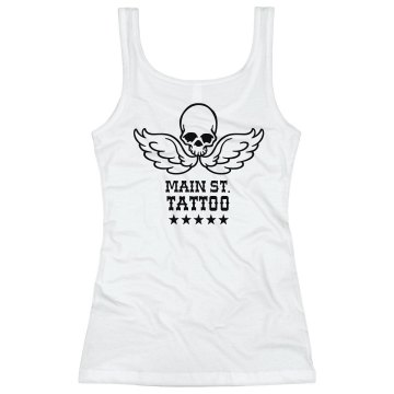 Tattoo Shop Tank Junior Fit Bella Sheer Longer Length Rib Tank Top