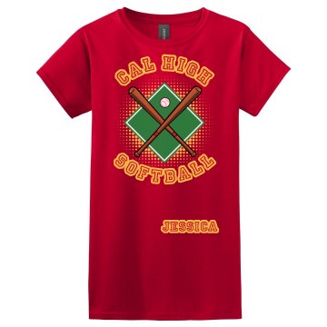 Cal High Softball Misses Relaxed Fit Gildan Heavy Cotton Tee