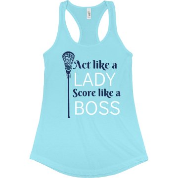 Act Like A Lady Lacrosse Junior Fit Bella Sheer Longer Length Rib Racerback Tank Top