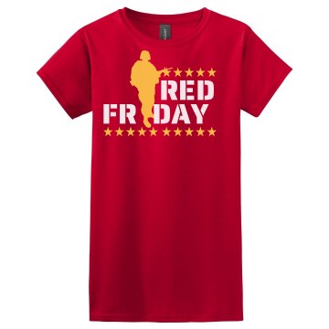 Red Friday Graphic Tee Misses Relaxed Fit Gildan Heavy Cotton Tee