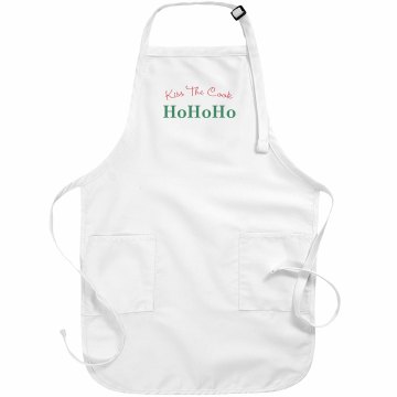 Kiss The Christmas Cook Basic White Apron