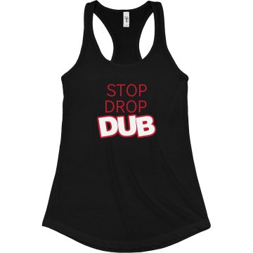 Stop Drop Dub Junior Fit Bella Sheer Longer Length Rib Racerback Tank Top