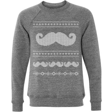 Mustache Long Sleeve  Unisex Canvas Triblend Crew