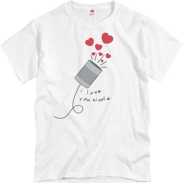 String Can Phone Love Him Unisex Basic Gildan Heavy Cotton Crew Neck Tee