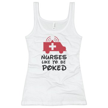 Nurses like to be poked Junior Fit Basic Bella 2x1 Rib Tank Top