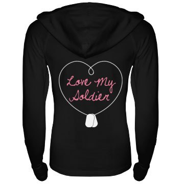 Love My Marine Junior Fit Bella Long Sleeve 1/2 Zip Hooded Pullover Tee