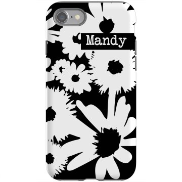 Custom Floral iPhone Case Rubber iPhone 4 & 4S Case Black