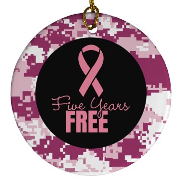 Five Years Cancer Free Porcelain Circle Ornament