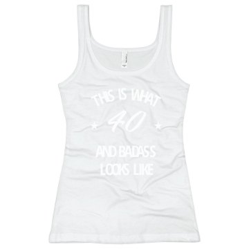 40 And Bad Birthday Junior Fit Bella Sheer Longer Length Rib Strap Tank Top