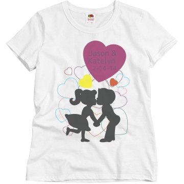 Couples Kissing Misses Relaxed Fit Basic Gildan Ultra Cotton Tee