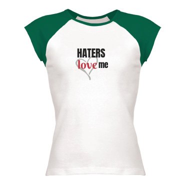 Haters Love Me Junior Fit Bella 1x1 Rib Ringer Tee