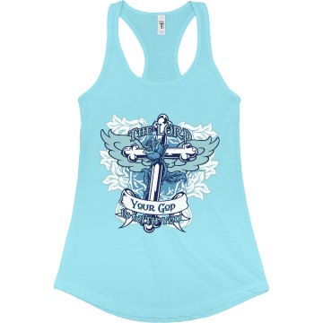 Christian Lord Your God Junior Fit Bella Sheer Longer Length Rib Racerback Tank Top