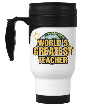 World's Greatest Teacher 14oz White Stainless Steel Travel Mug