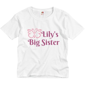 Lily's Big Sister Youth Bella Girl 1x1 Rib Cap Sleeve Tee
