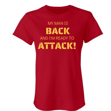 My Man Is Back w/ Back Junior Fit Bella Sheer Longer Length Rib V-Neck Tee 