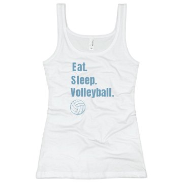 Eat. Sleep. Volleyball. Junior Fit Basic Bella 2x1 Rib Tank Top