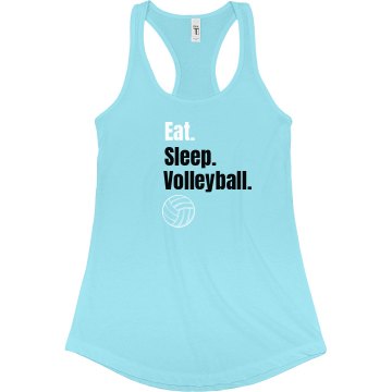 Eat. Sleep. Volleyball. Junior Fit Bella Sheer Longer Length Rib Racerback Tank Top
