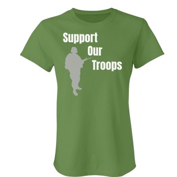 Support Our Troops Green Junior Fit Bella Crewneck Jersey Tee