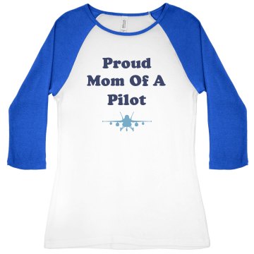 Proud Air Force Mom Junior Fit Bella 1x1 Rib 3/4 Sleeve Raglan Tee