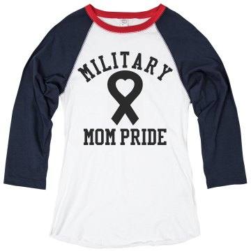 Military Mom Junior Fit Bella 1x1 Rib Ringer Tee
