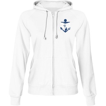 Navy Wife Hoodie Junior Fit Bella Fleece Raglan Zip Hoodie