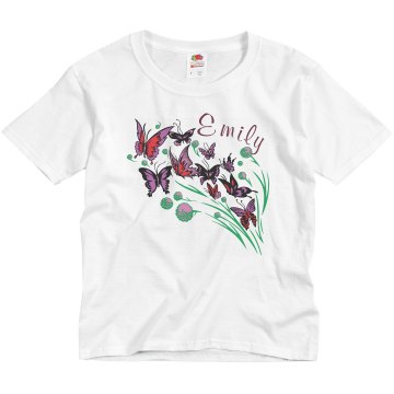 Butterfly Tee w/ Name Youth Basic Gildan Ultra Cotton Crew Neck Tee
