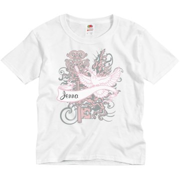 Dove Design w/ Name Youth Basic Gildan Ultra Cotton Crew Neck Tee