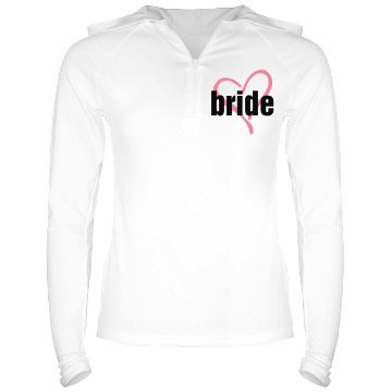 Bride Heart Hoodie Junior Fit Bella Long Sleeve 1/2 Zip Hooded Pullover Tee