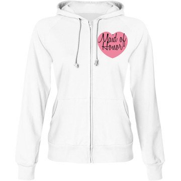 Maid Of Hono Hoodie Junior Fit Bella Fleece Raglan Zip Hoodie
